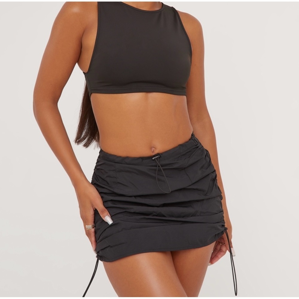 EGO High Waist Ruched Parachute Mini Skirt